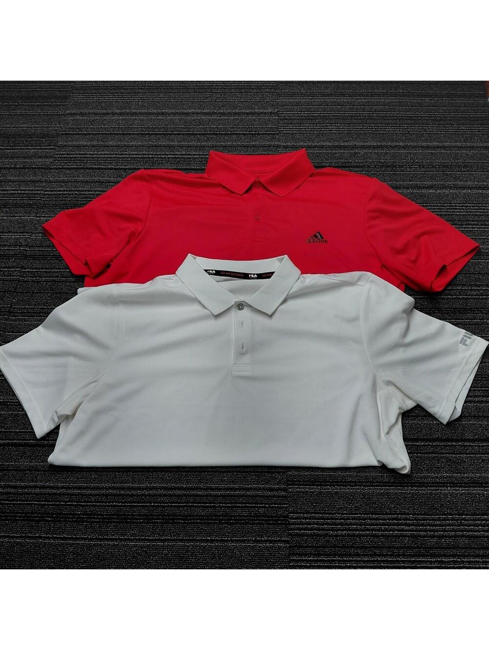 Lot Of 2 Mens XL Performance Polo Shirts Adidas Fila Golf Athletic